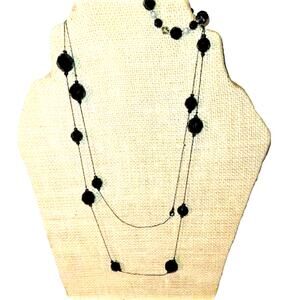 Very Versatile Black Faceted Beads on String Sautoir Necklace & Bracelet…